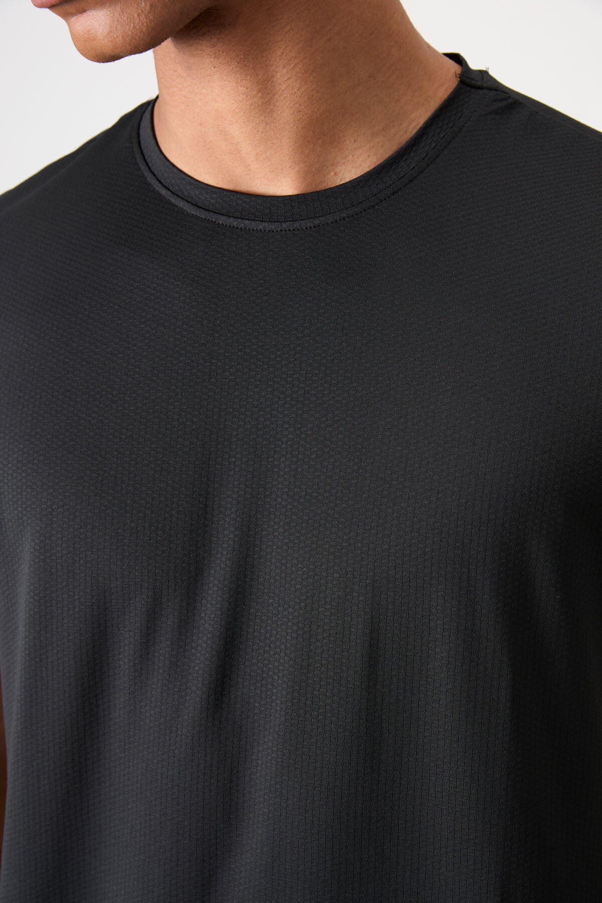 polyester nefes alan dokulu ince esnek standart fit erkek performans t-shirt - 88388 - Justyol