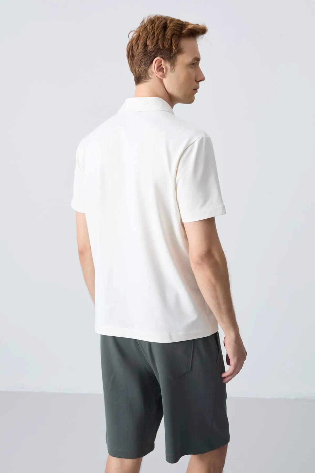 basic göğüs logolu standart kalip triko polo yaka erkek t-shirt - 87768 - Justyol