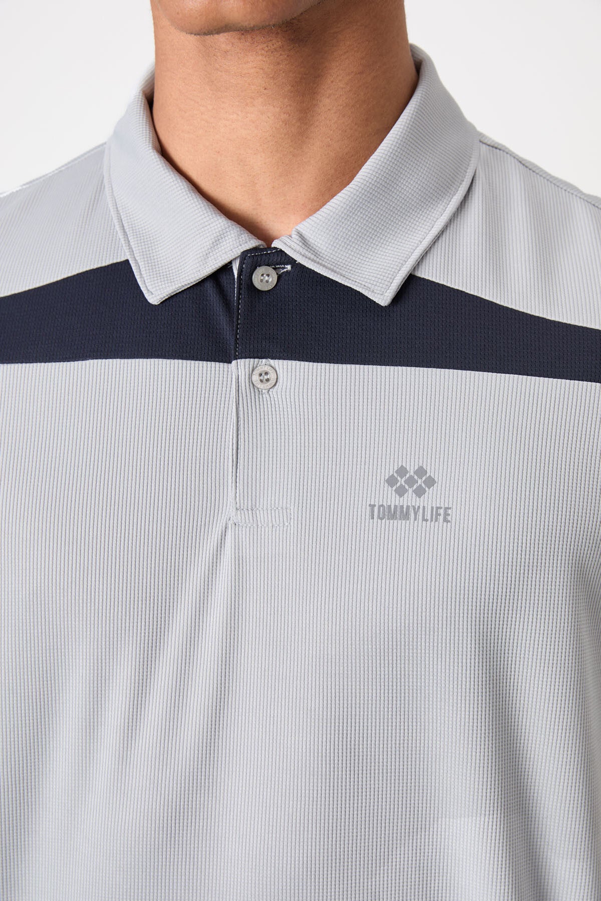 polyester nefes alan dokulu ince esnek standart fit polo yaka erkek performans t-shirt - 88392 - Justyol