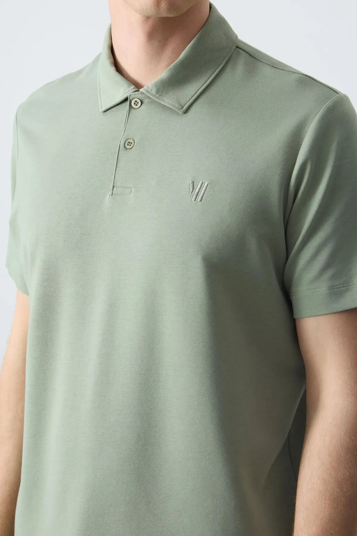basic göğüs logolu standart kalip triko polo yaka erkek t-shirt - 87768 - Justyol