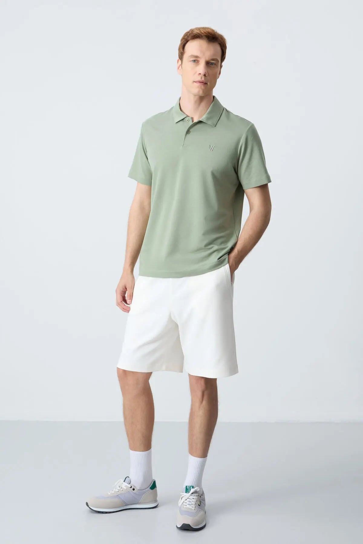 basic göğüs logolu standart kalip triko polo yaka erkek t-shirt - 87768 - Justyol