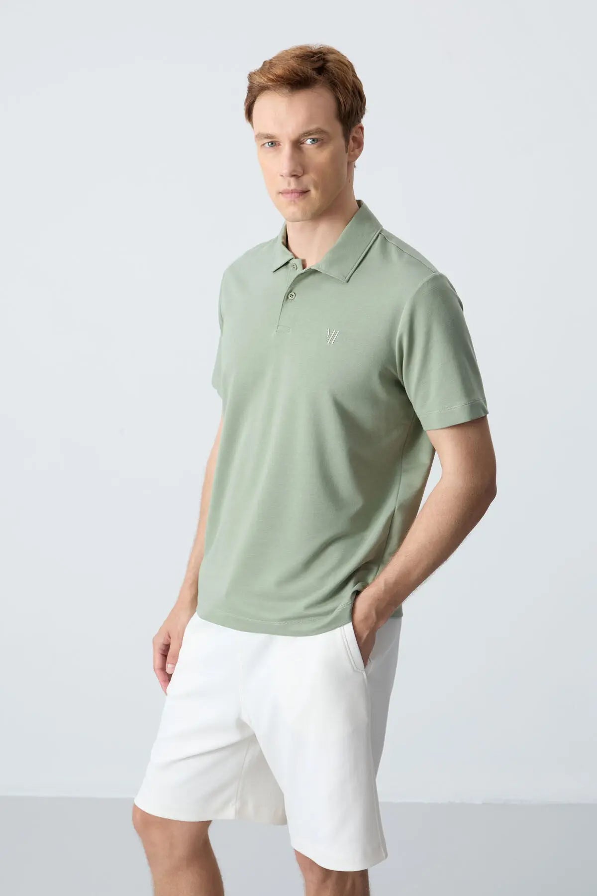 basic göğüs logolu standart kalip triko polo yaka erkek t-shirt - 87768 - Justyol