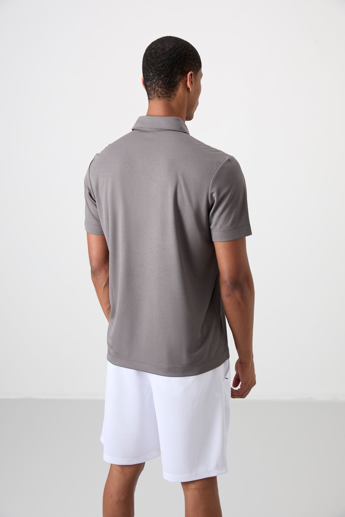 polyester nefes alan dokulu ince esnek standart fit polo yaka erkek performans t-shirt - 88392 - Justyol