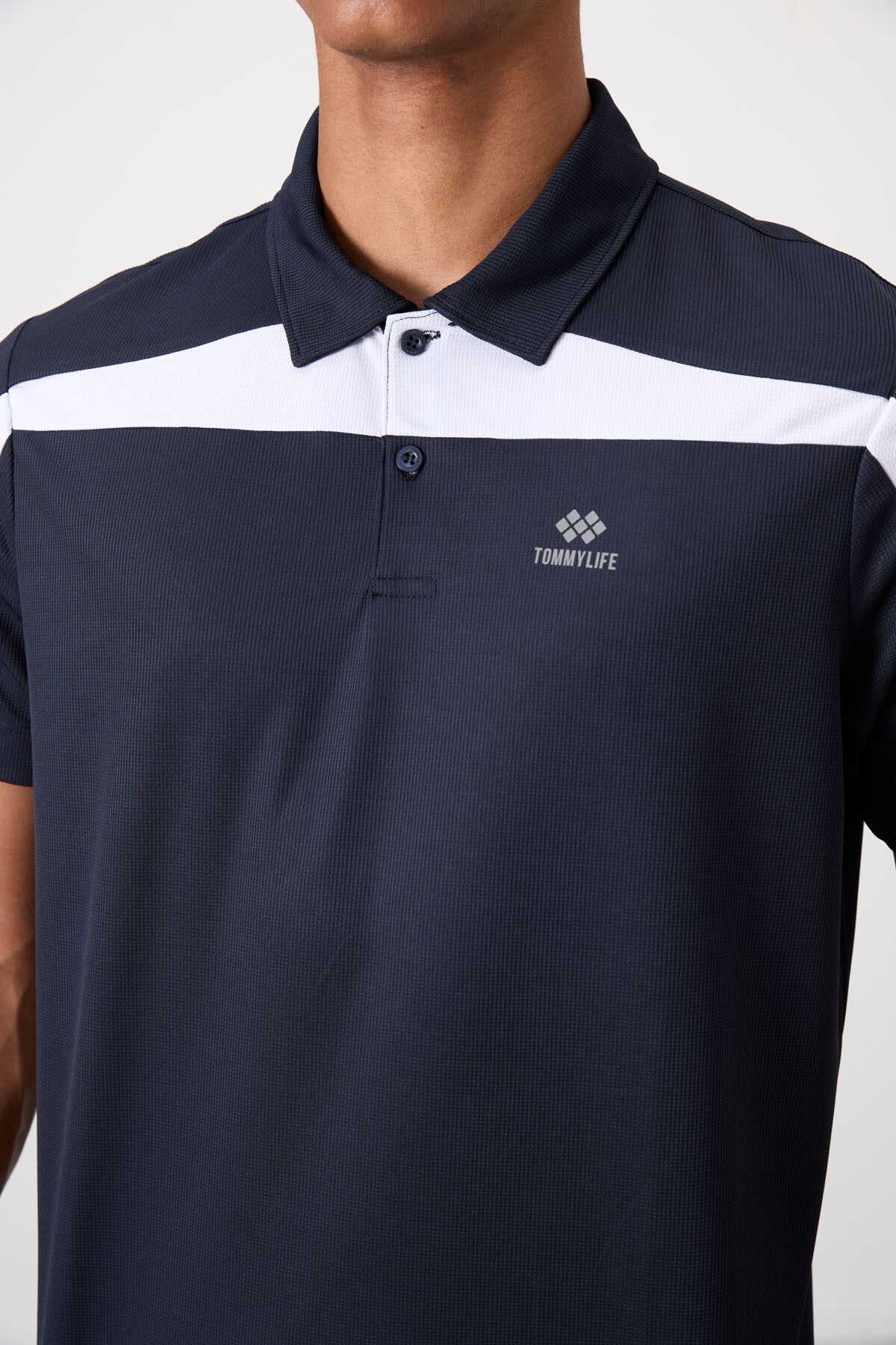 polyester nefes alan dokulu ince esnek standart fit polo yaka erkek performans t-shirt - 88392 - Justyol