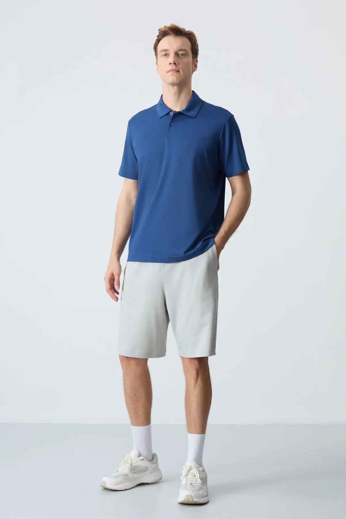 basic göğüs logolu standart kalip triko polo yaka erkek t-shirt - 87768 - Justyol