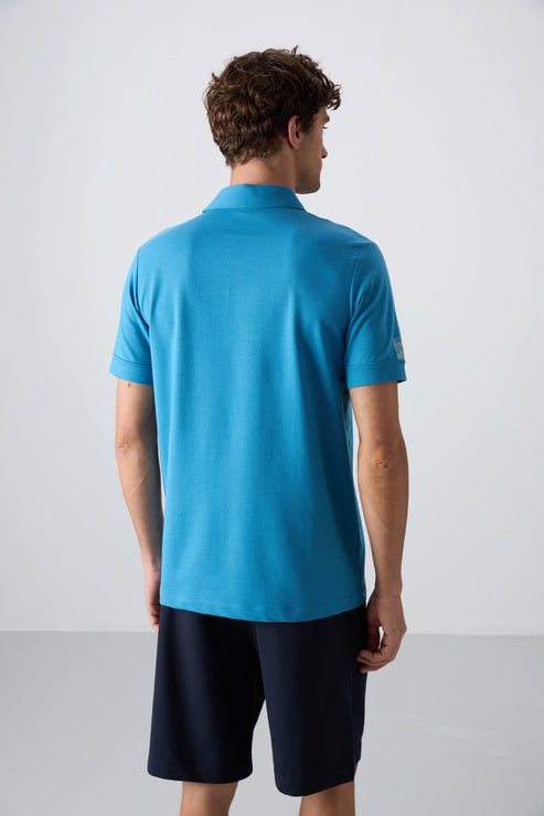 pamuklu kalin yumuşak dokulu standart fit basic polo yaka erkek t-shirt - 88351 - Justyol