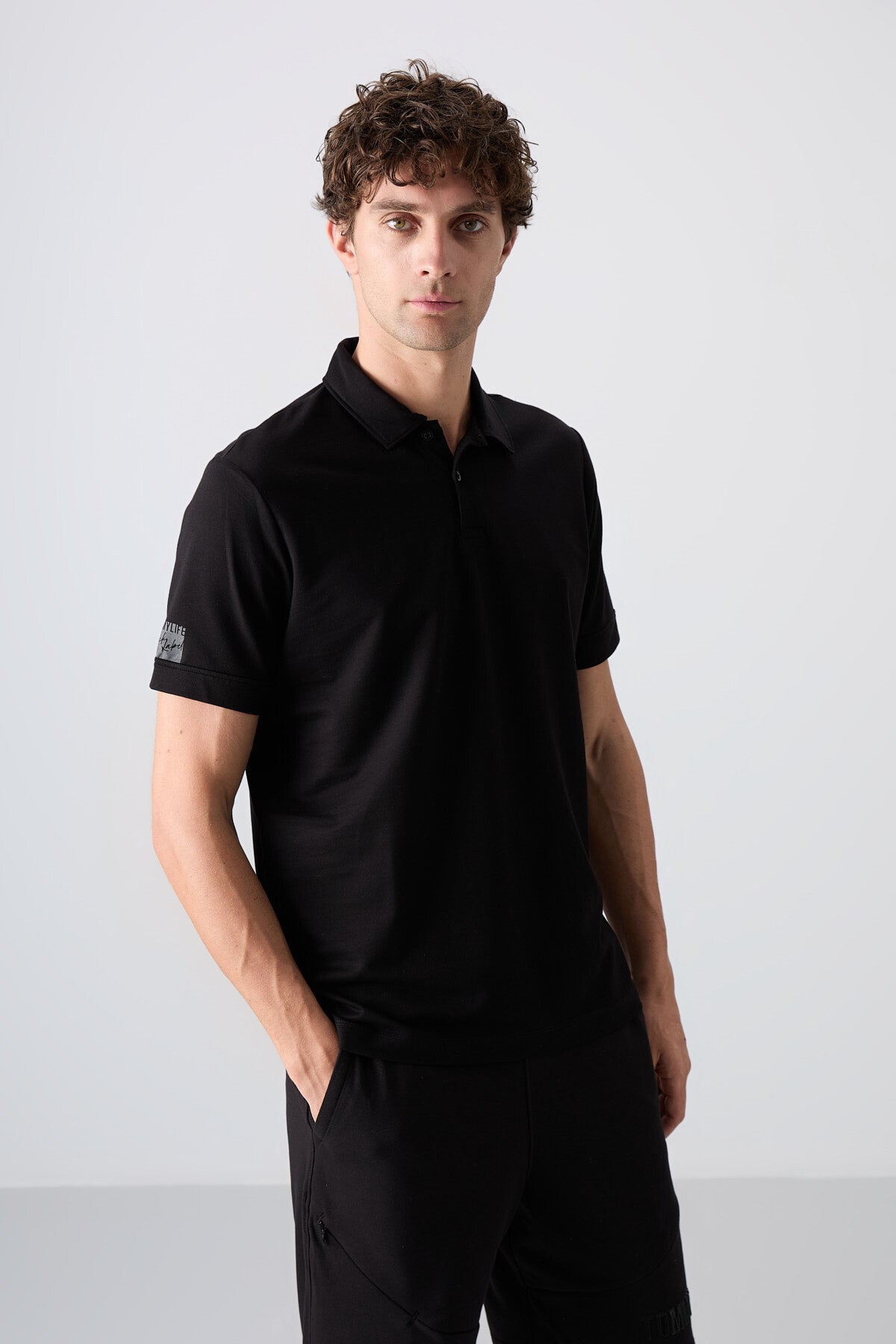 pamuklu kalin yumuşak dokulu standart fit basic polo yaka erkek t-shirt - 88351