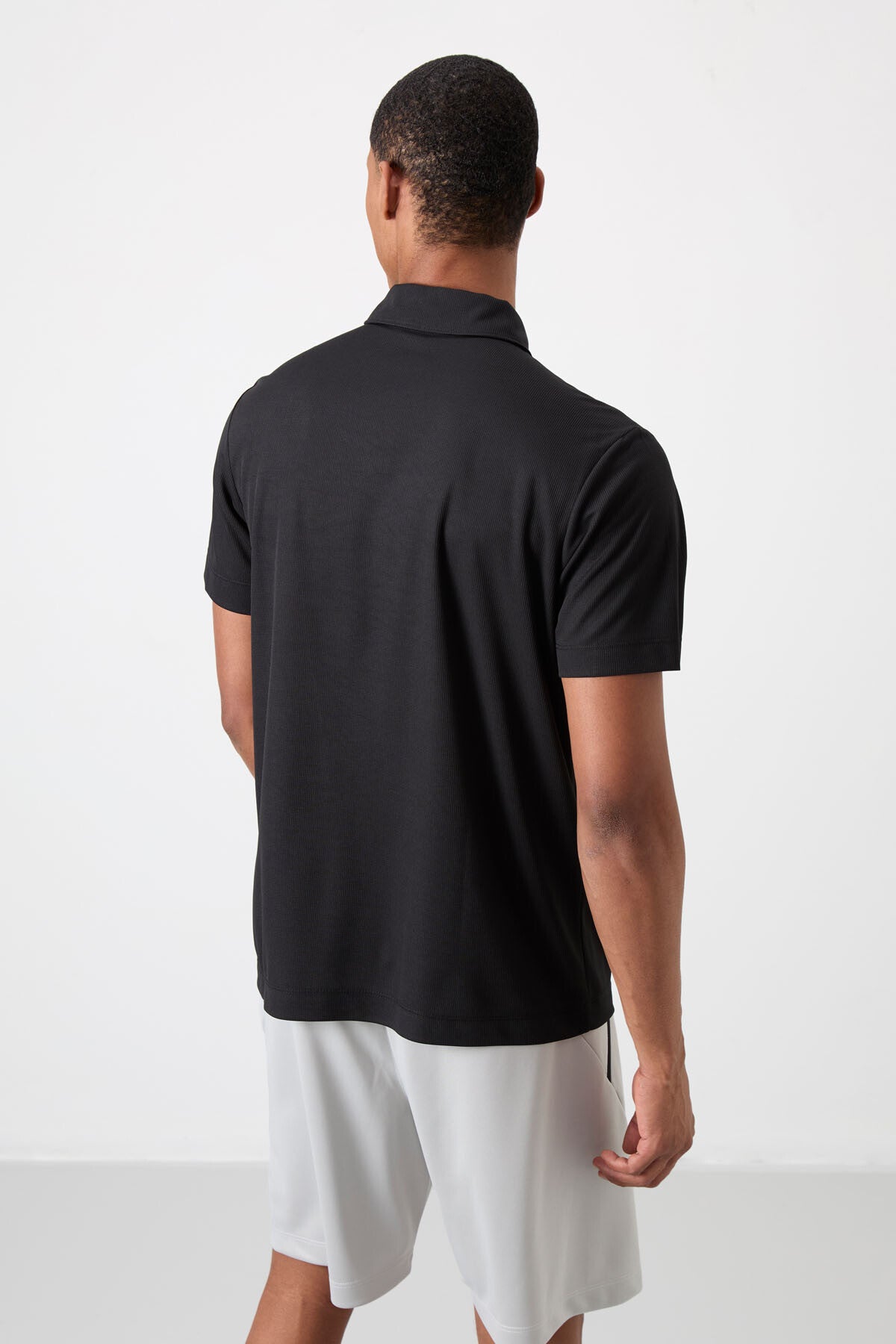 polyester nefes alan dokulu ince esnek standart fit polo yaka erkek performans t-shirt - 88392 - Justyol