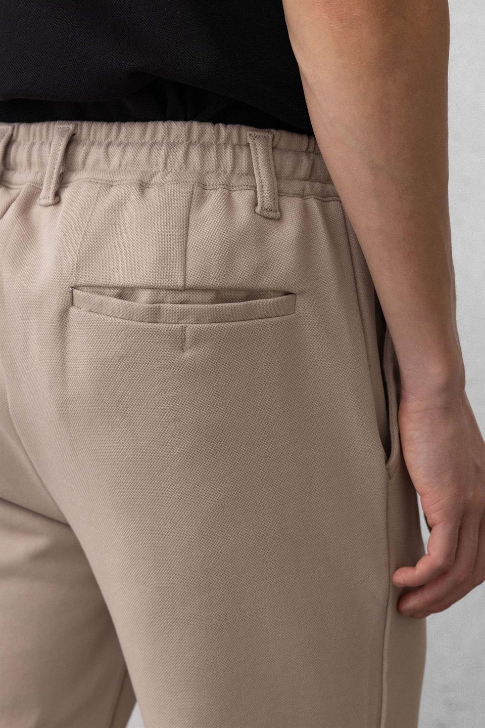 akira örme pike kumaş beli lastikli fermuarli erkek pantolon - Justyol
