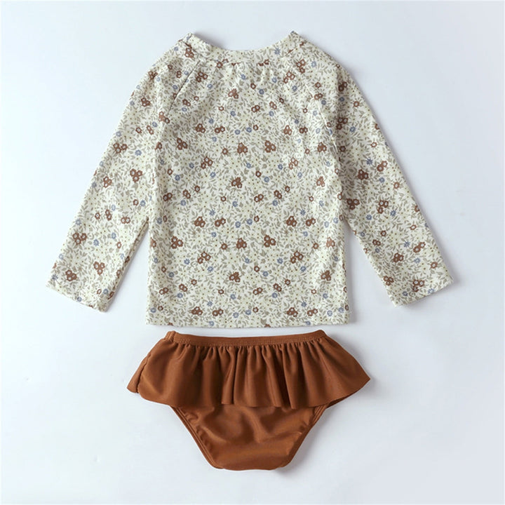 Maillot de Bain Fille 2 Pièces Floral – Haut Manches Longues & Culotte