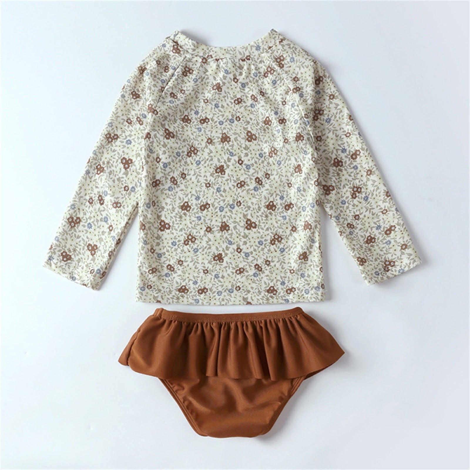 Maillot de Bain Fille 2 Pièces Floral – Haut Manches Longues & Culotte