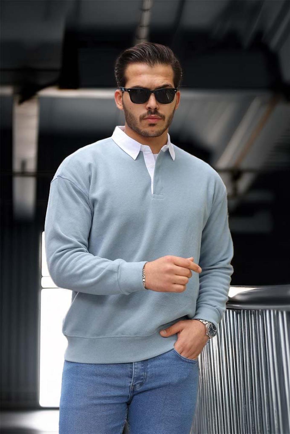 Sweat Homme Luis Col Polo en Maille Selanik
