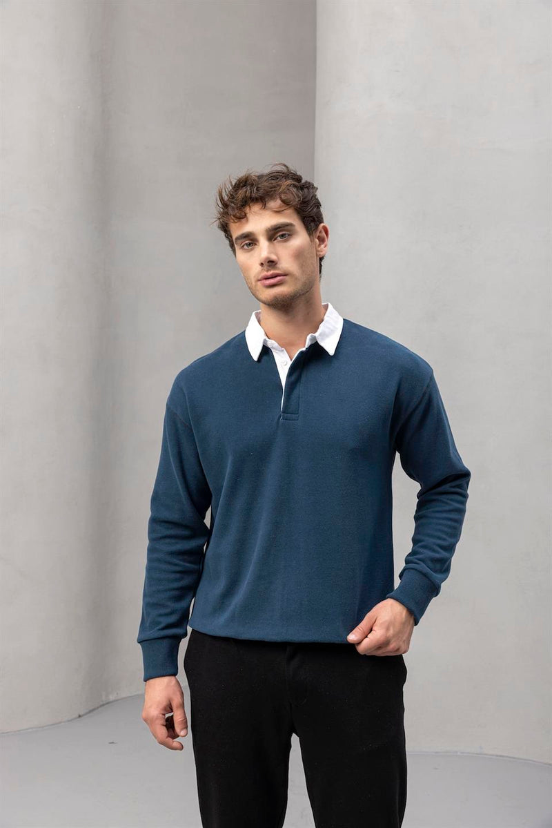 Sweat Homme Luis Col Polo en Maille Selanik