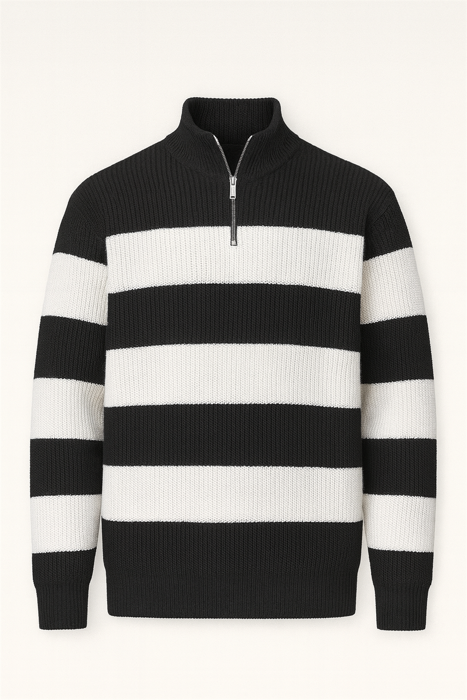 Pull Homme Pedro Rayé Demi-Zip en Maille Selanik