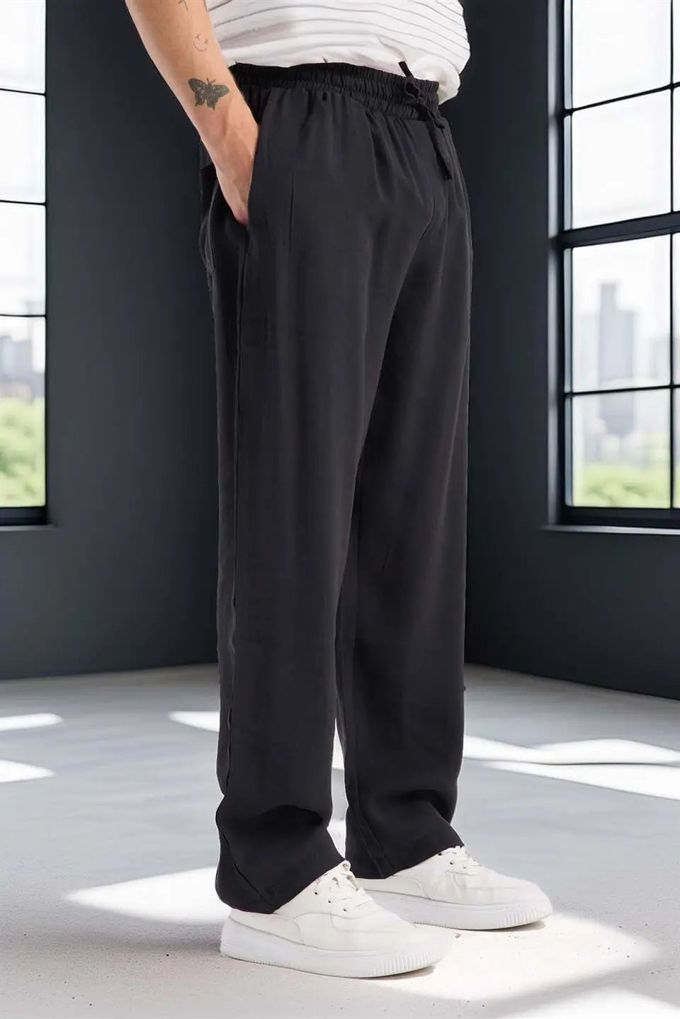 modal kumaş rahat kalip düz paça jogger erkek pantolon - Justyol