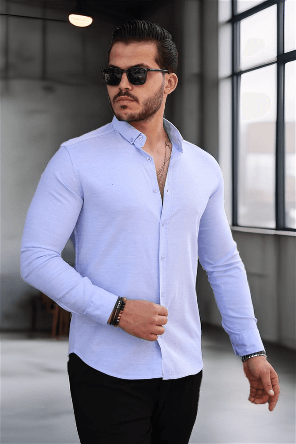 likrali regular fit nefes alabilir klasik erkek oxford gömlek - Justyol