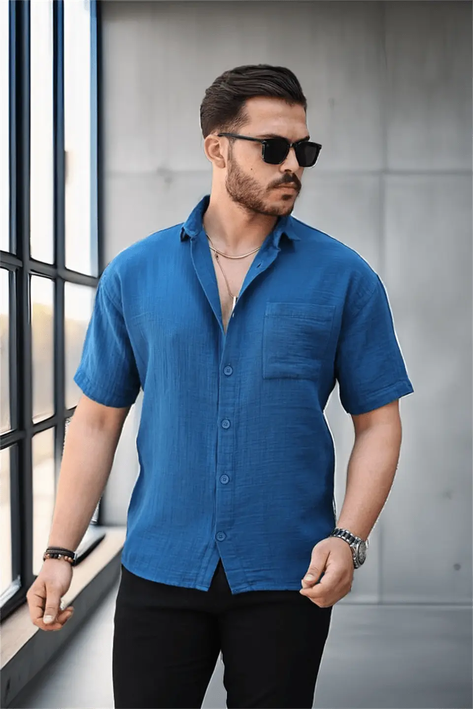 müslin kumaş tek cepli gömlek - Justyol