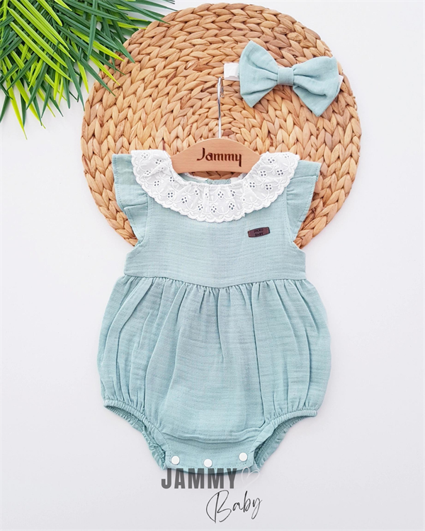 fayette lace collar bandana romper set-dry