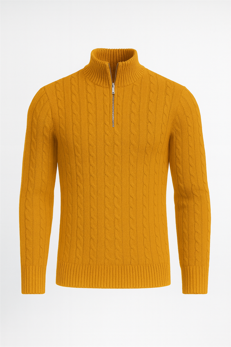 Pull Homme Bardem Maille Torsadée Demi-Zip