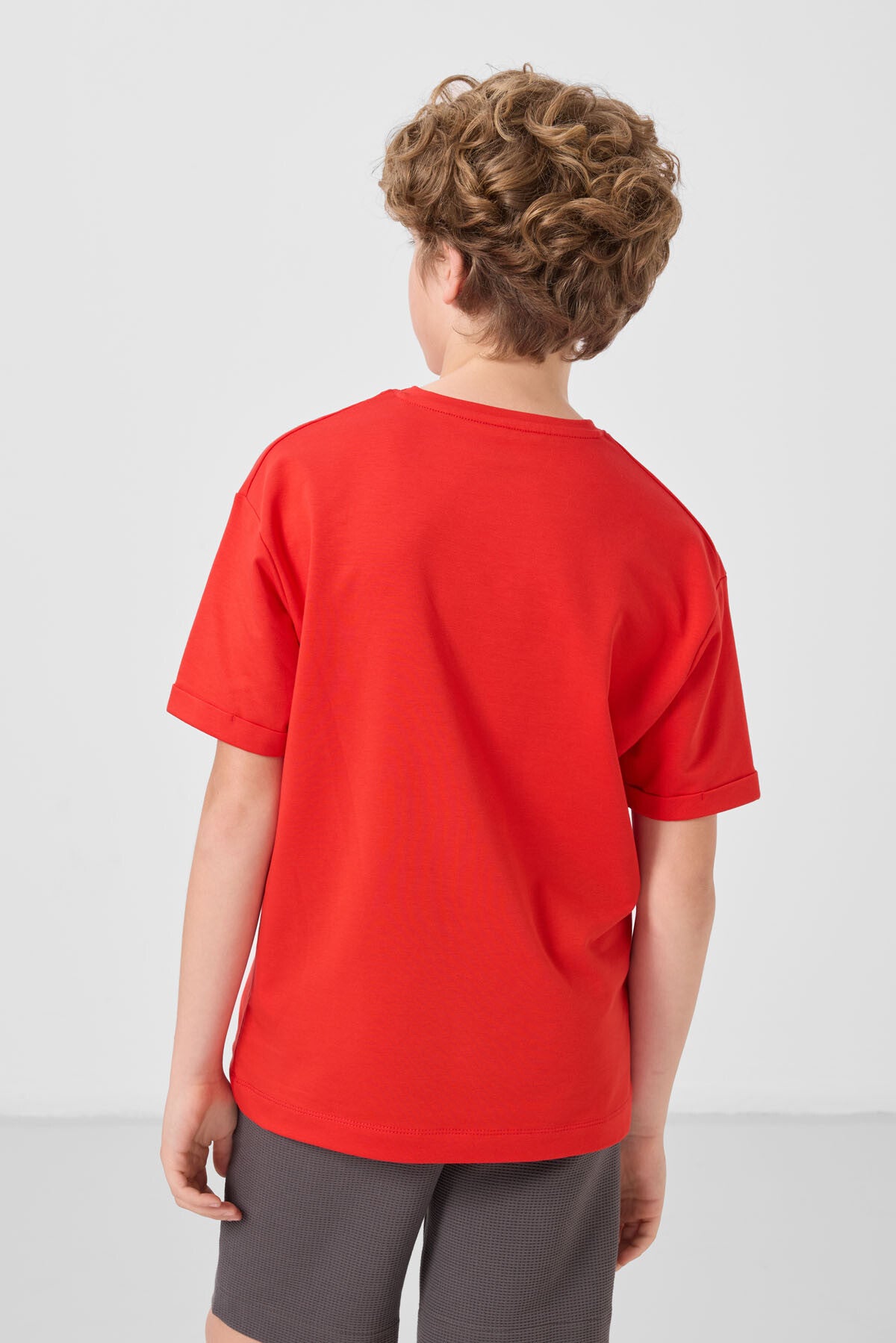 T-shirt Garçon Oversize en Coton Doux avec Impression - 11301