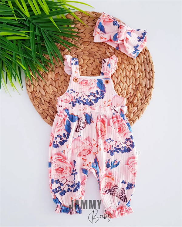 fiore floral printed camisole bandana jumpsuit set-powder