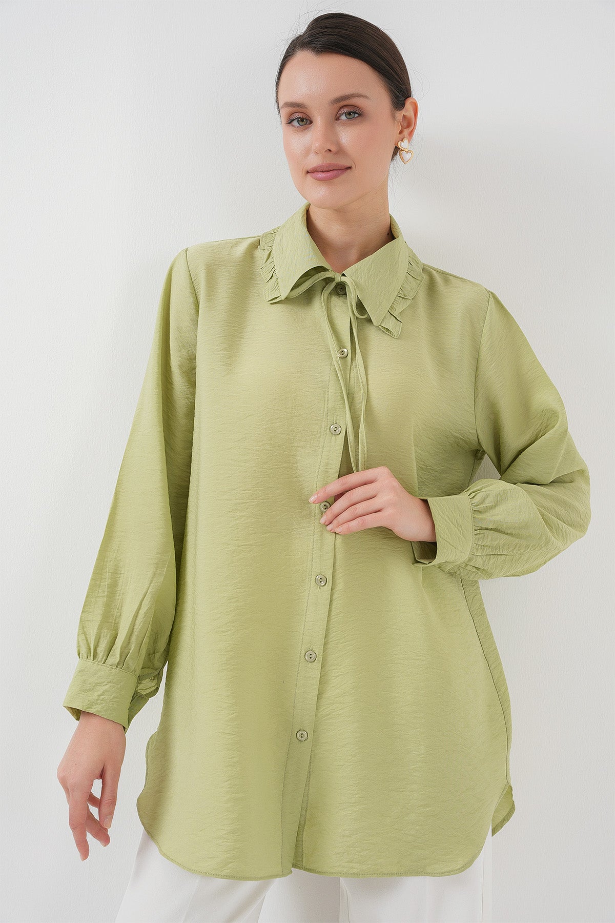 <tc>Chemise tunique longue avec volants - 5952</tc>