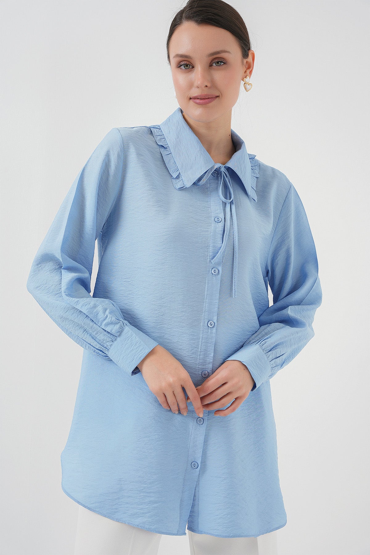 <tc>Chemise tunique longue avec volants - 5952</tc>