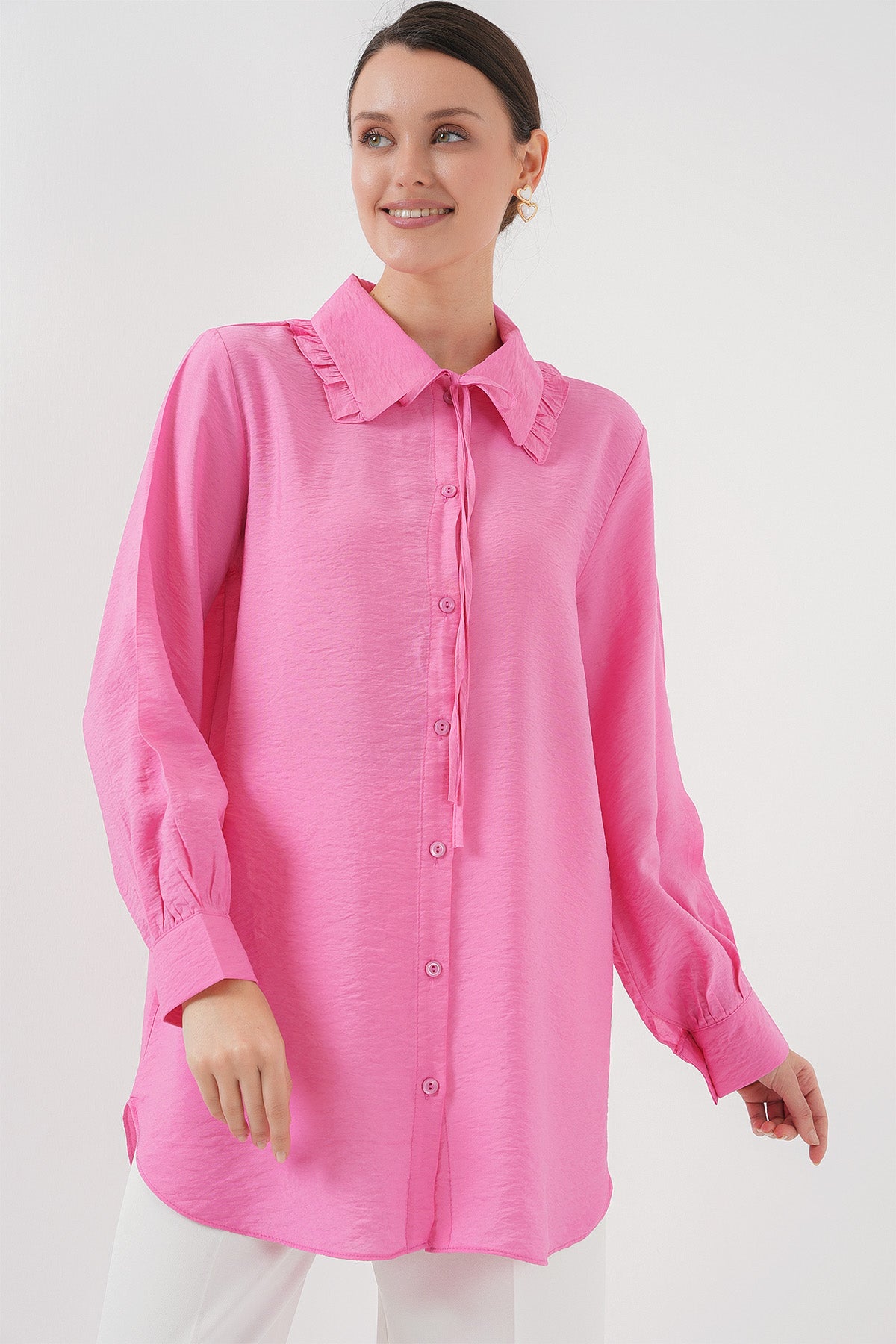 <tc>Chemise tunique longue avec volants - 5952</tc>