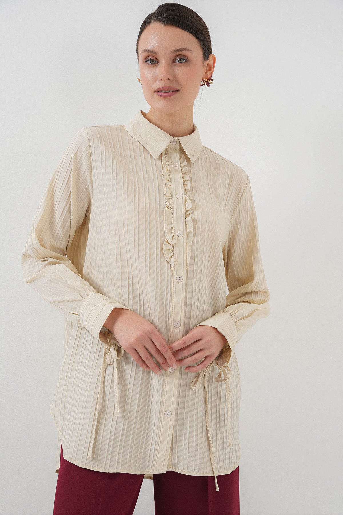 <tc>Chemise tunique longue avec volants - 5953</tc>