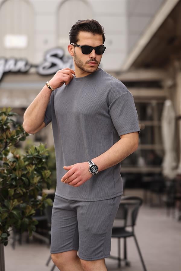 Fitilli Oversize T-Shirt Şort Takım