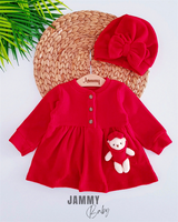 corduroy polar fleece bonnet hat dress set