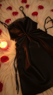 Nightdress 126 -Glam Satin Nightgown with Feminine Lace Trim Erotica