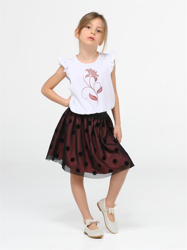 <tc>"Ensemble pour fille avec jupe en tulle et imprimé en velours"</tc>