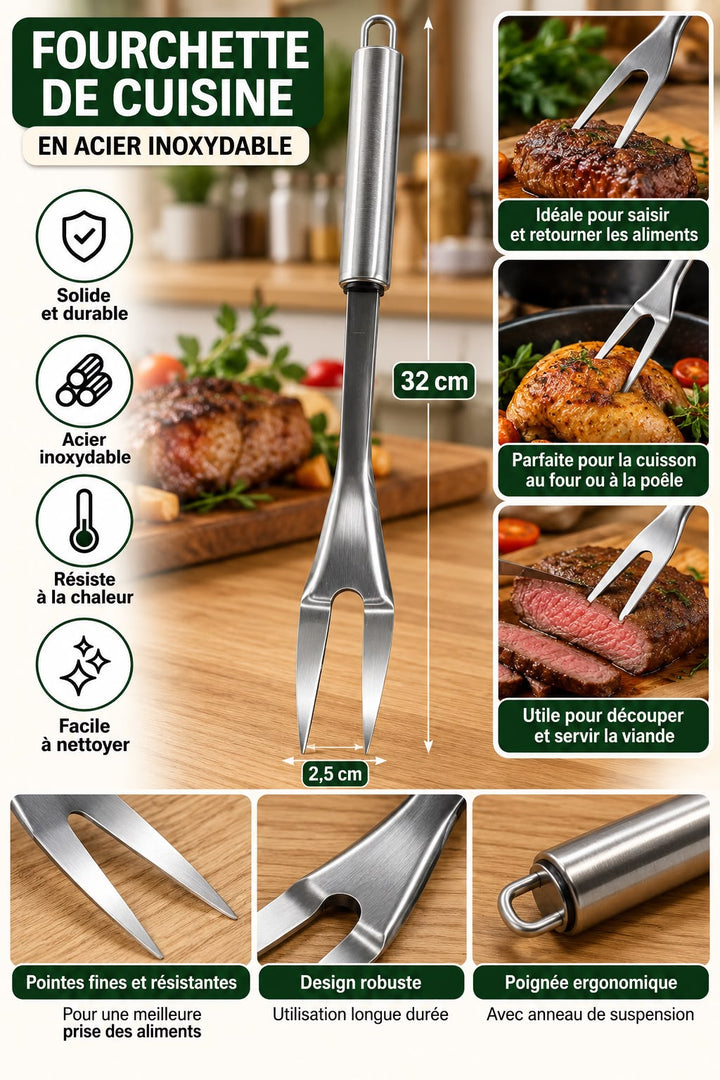 شوكة لحوم Easy Cook من الستانلس ستيل بطول 32 سم