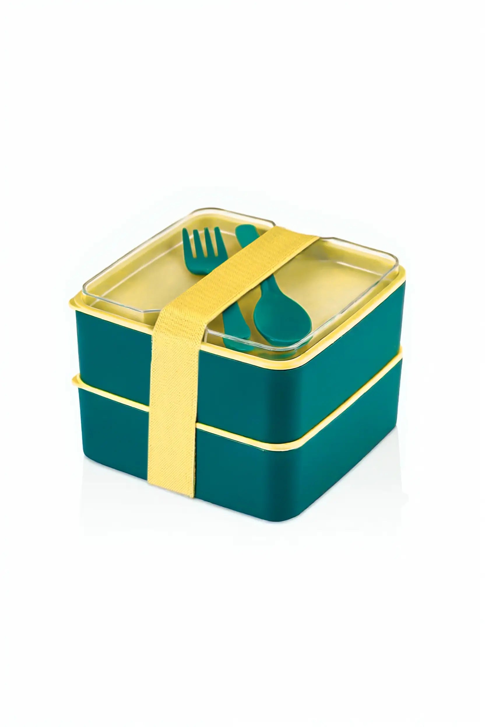 2 Katlı Kare Beslenme Kabı - Yemek Kabı - Saklama Seti - Sefer Tası JHome