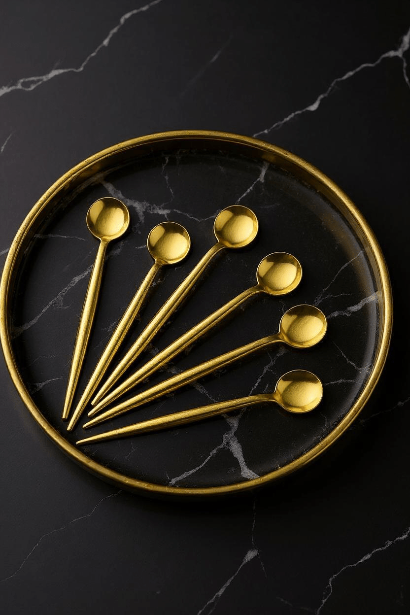 6'lı Lux Yuvarlak Gold Çay Kaşığı - Kaşık - Justyol