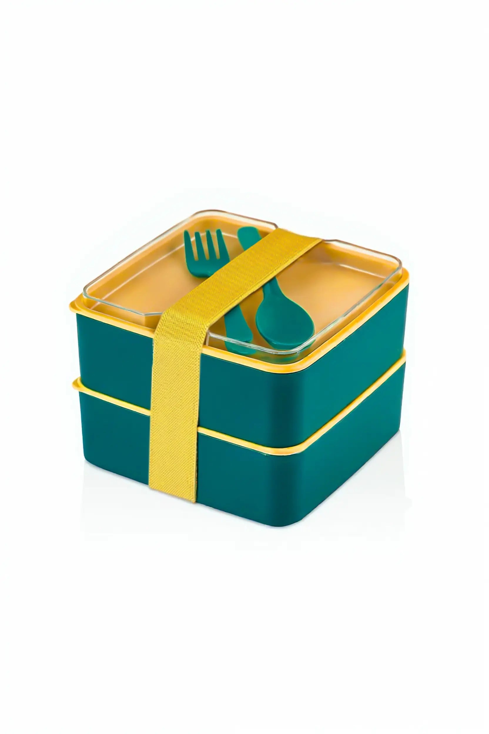 2 Katlı Kare Beslenme Kabı - Yemek Kabı - Saklama Seti - Sefer Tası JHome