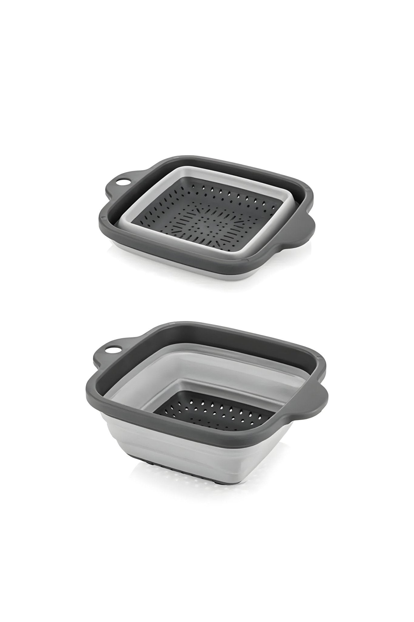 4'lü Akordiyon Katlanır Süzgeç Seti - Mutfak Çeyiz Seti (akordeon Saplı Pirinç Süzgeci Huni Gri) - Justyol