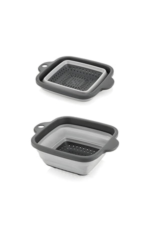 4'lü Akordiyon Katlanır Süzgeç Seti - Mutfak Çeyiz Seti (akordeon Saplı Pirinç Süzgeci Huni Gri) - Justyol