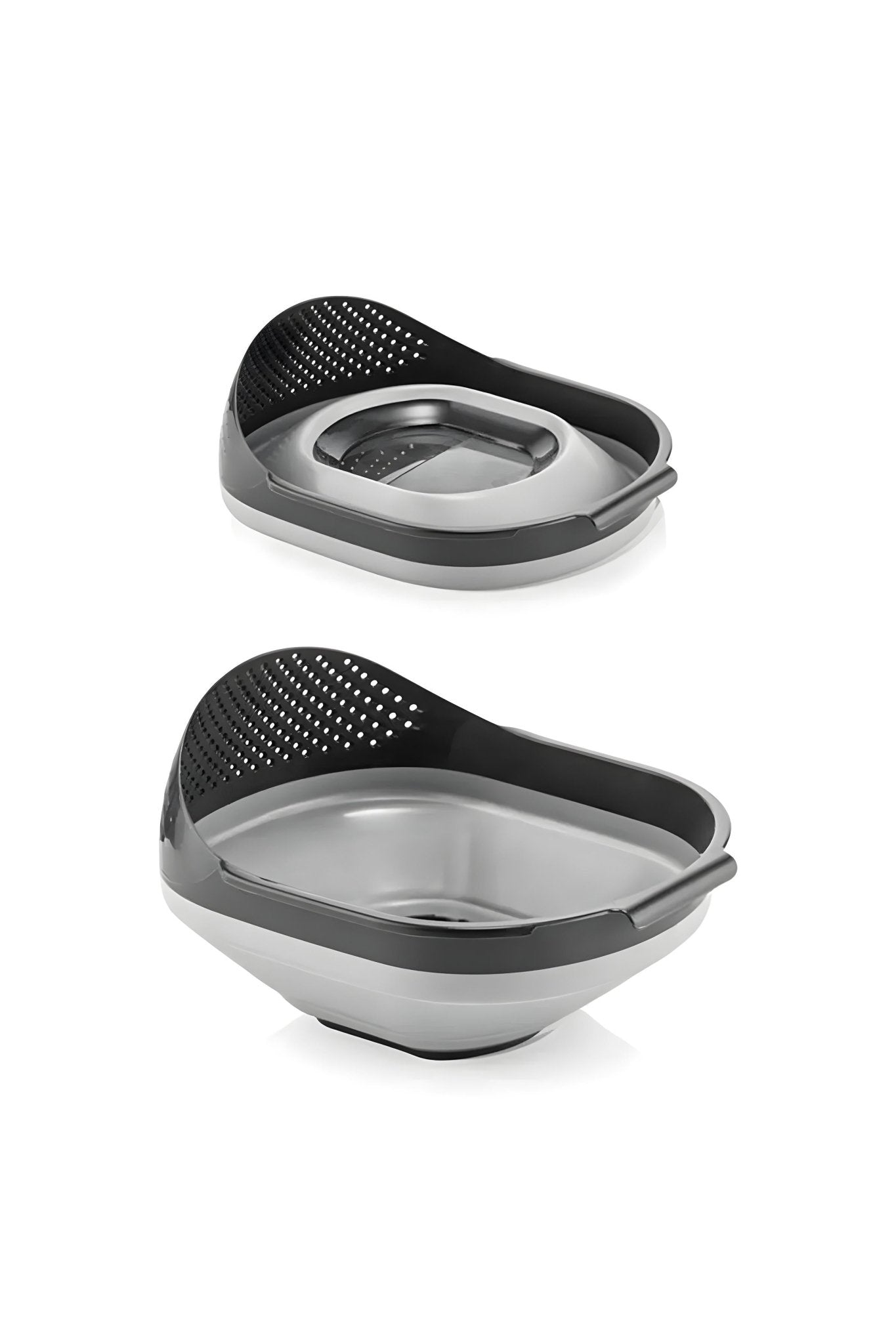 4'lü Akordiyon Katlanır Süzgeç Seti - Mutfak Çeyiz Seti (akordeon Saplı Pirinç Süzgeci Huni Gri) - Justyol