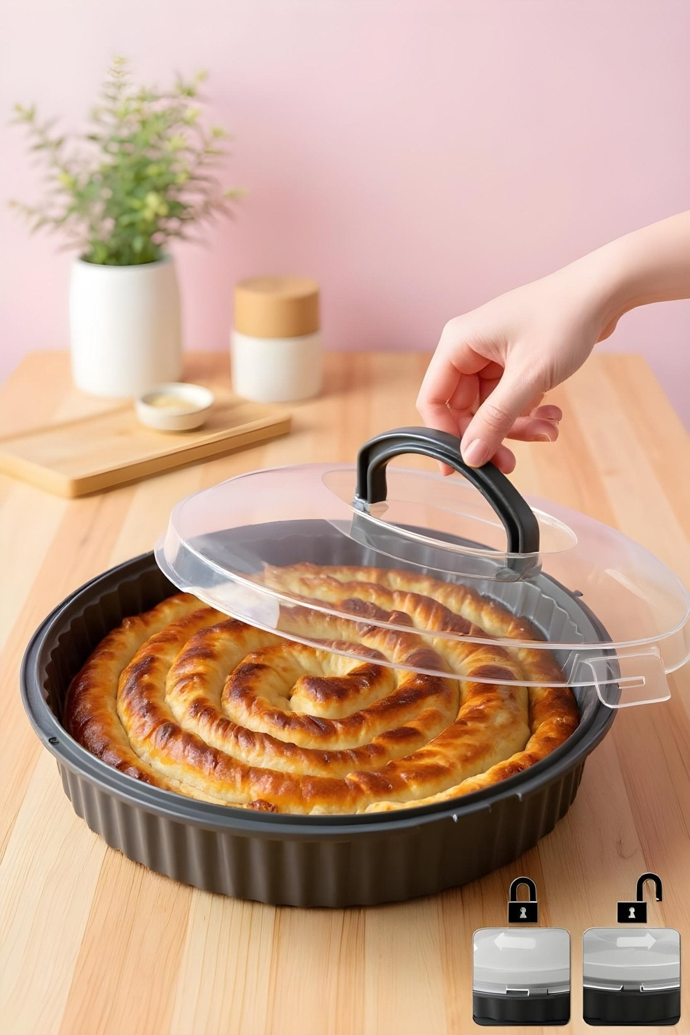 Pasta Kek Börek Taşıma Kabı Çok Amaçlı Saklama Kutusu - 3800 ml - Saklama Kabı - Justyol