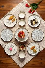 11 Parça Ayaklı Sunum Servis Tabaklı 6 Kişilik Stackable Ethnical Kahvaltı Takımı - Sunum Seti - Justyol