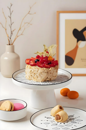 11 Parça Ayaklı Sunum Servis Tabaklı 6 Kişilik Stackable Ethnical Kahvaltı Takımı - Sunum Seti - Justyol