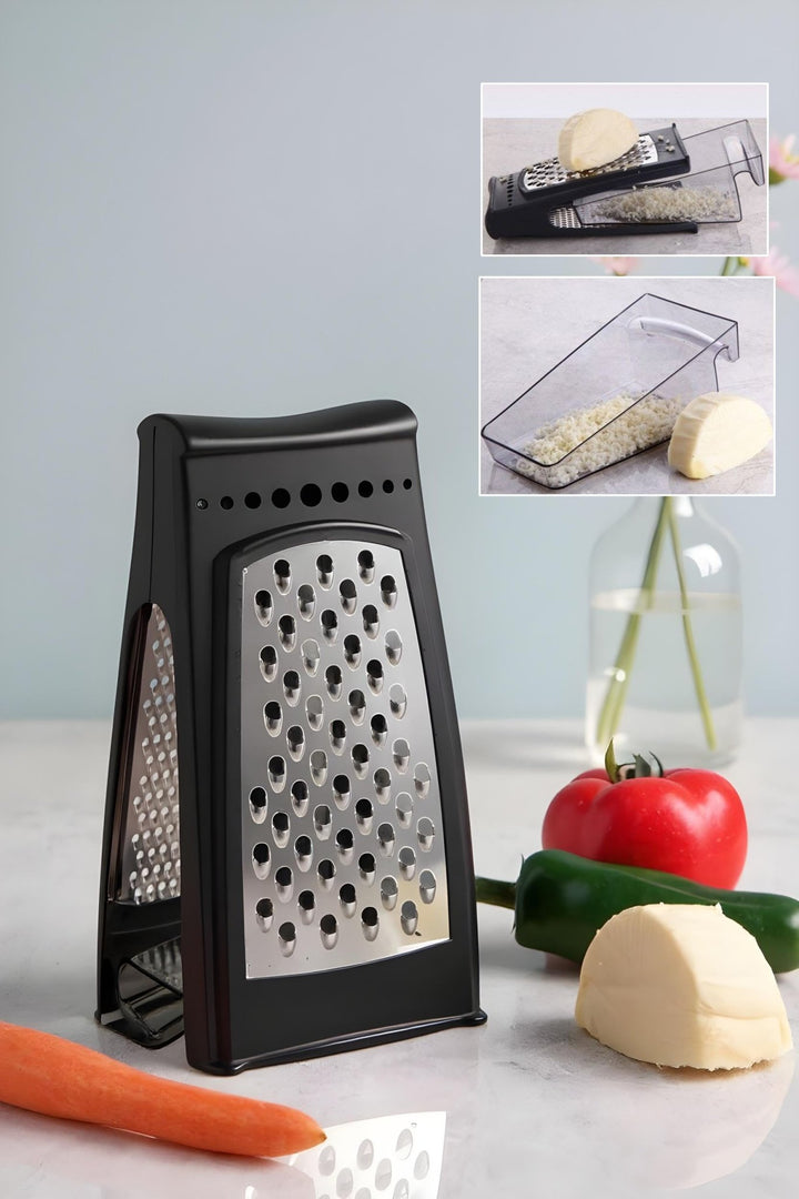 Râpe professionnelle en acier inoxydable noir avec réservoir – Râpe de luxe