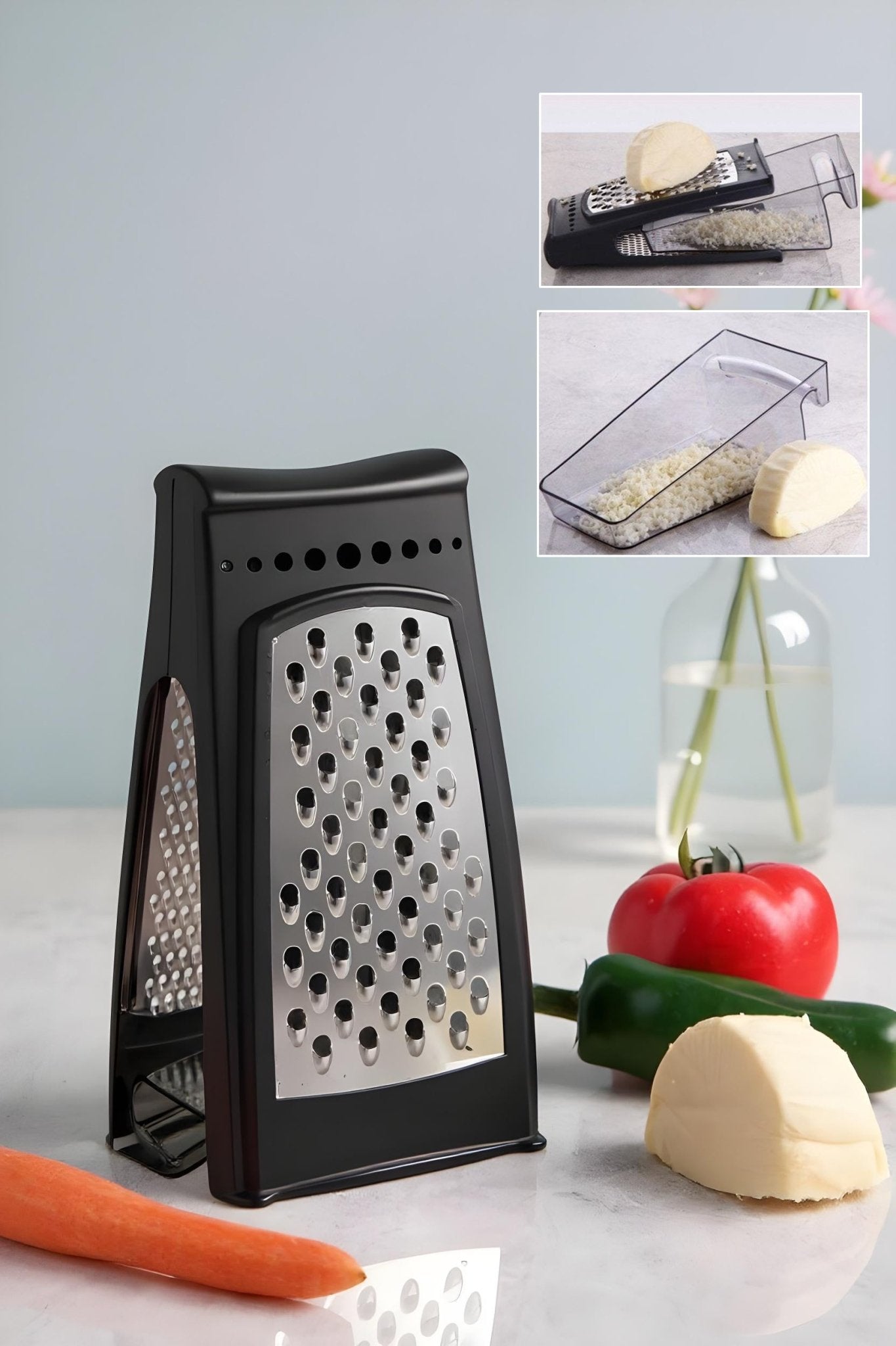 Lüx Paslanmaz Çelik Siyah Hazneli Rende - Profesyonelia Rende - Justyol