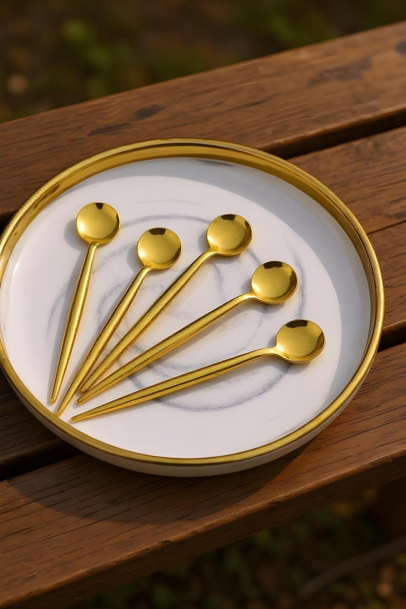 6'lı Lux Yuvarlak Gold Çay Kaşığı - Kaşık - Justyol