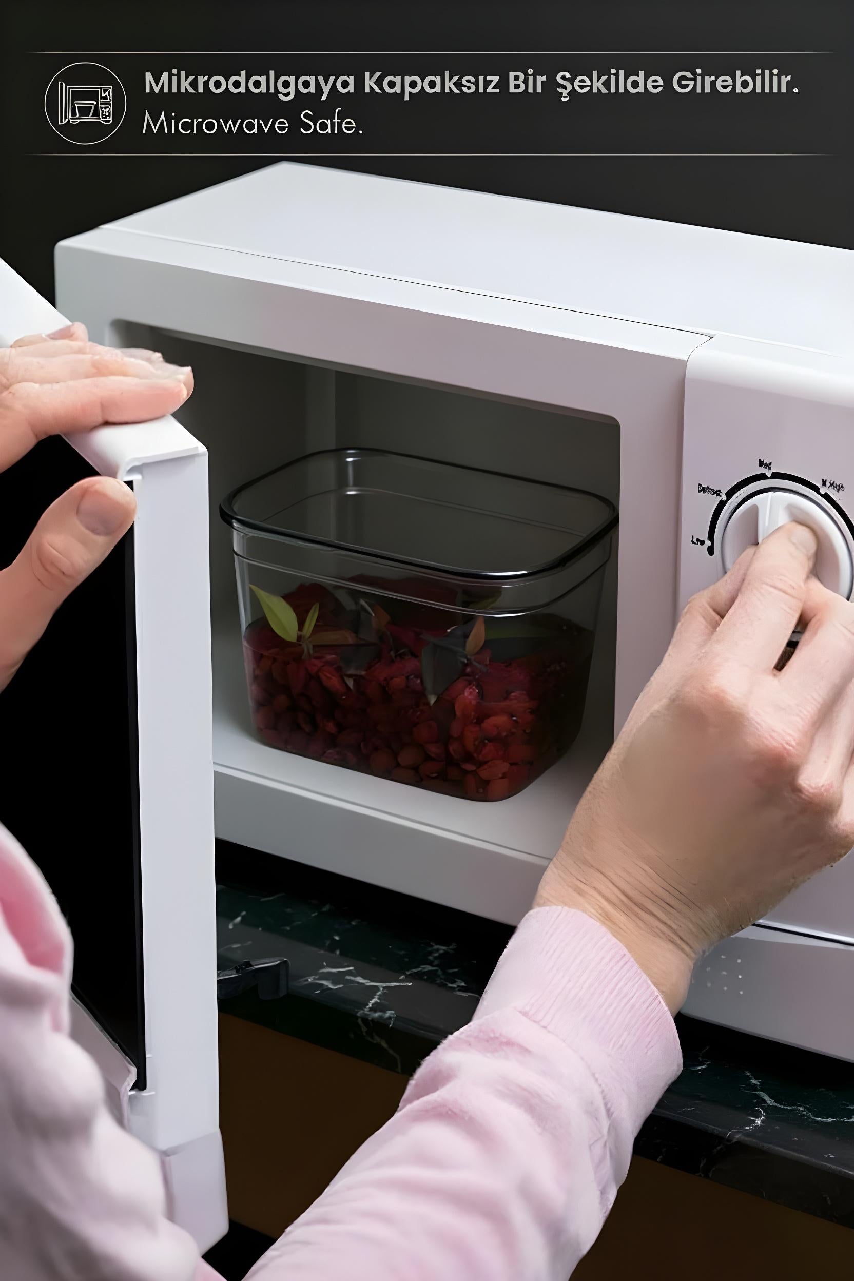 6'lı Etiketli Moly Dikdörtgen Saklama Kabı Seti 1300ml Kapaklı Kahvaltılık - Çoklu Set Yapılabilen JHome