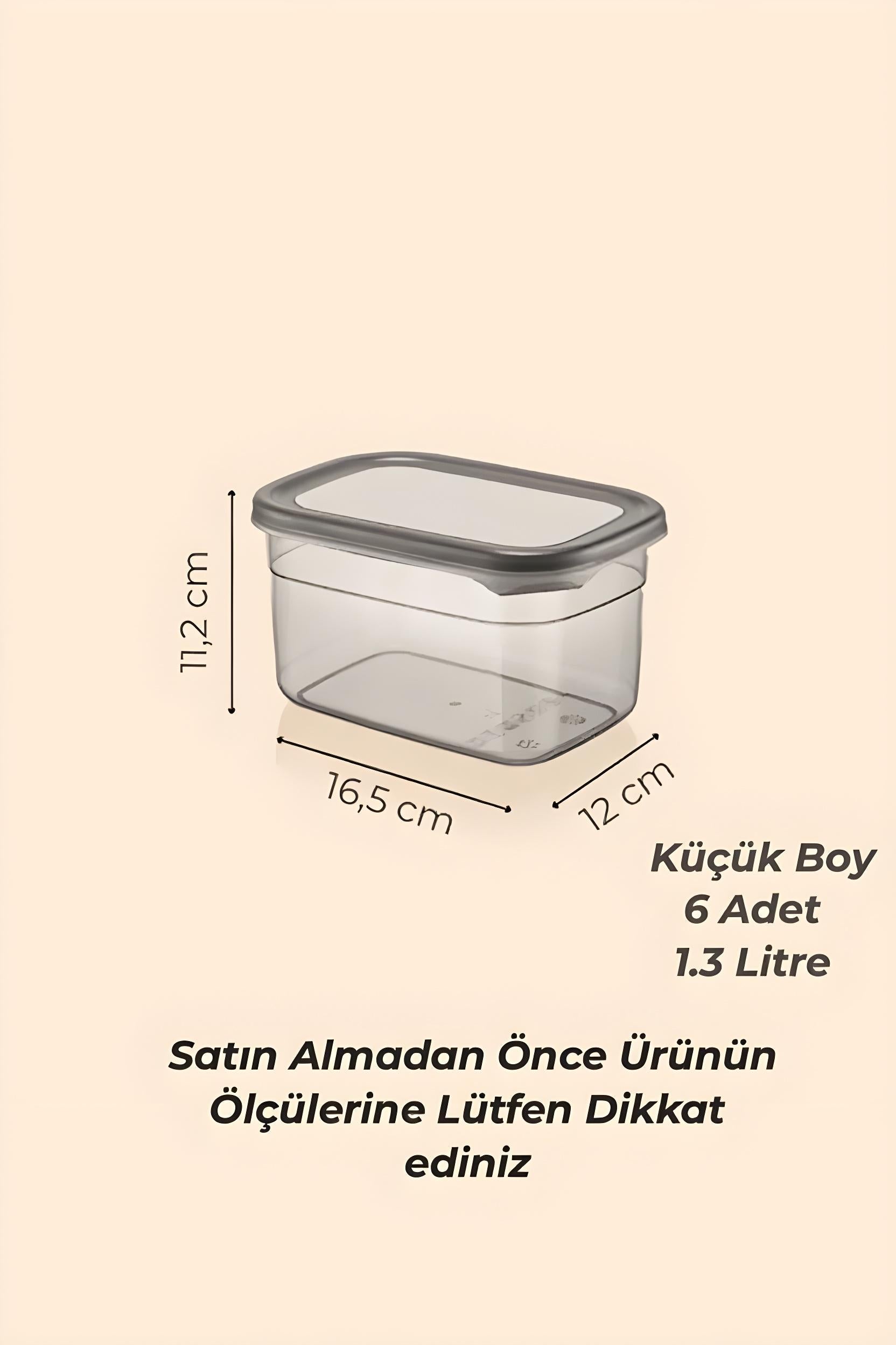 6'lı Etiketli Moly Dikdörtgen Saklama Kabı Seti 1300ml Kapaklı Kahvaltılık - Çoklu Set Yapılabilen JHome