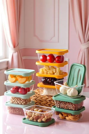 12'li Aura Dikdörtgen Saklama Kabı 400 ML - Kahvaltılık Kahvaltı Seti - Justyol