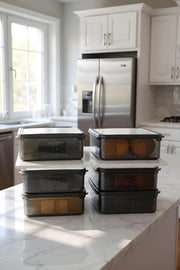 6 Adet 3,5 Litre Buzdolabı İçi Düzenleyici Dikdörtgen Erzak Saklama Kabı Seti - Organizeri 3500ml - Justyol